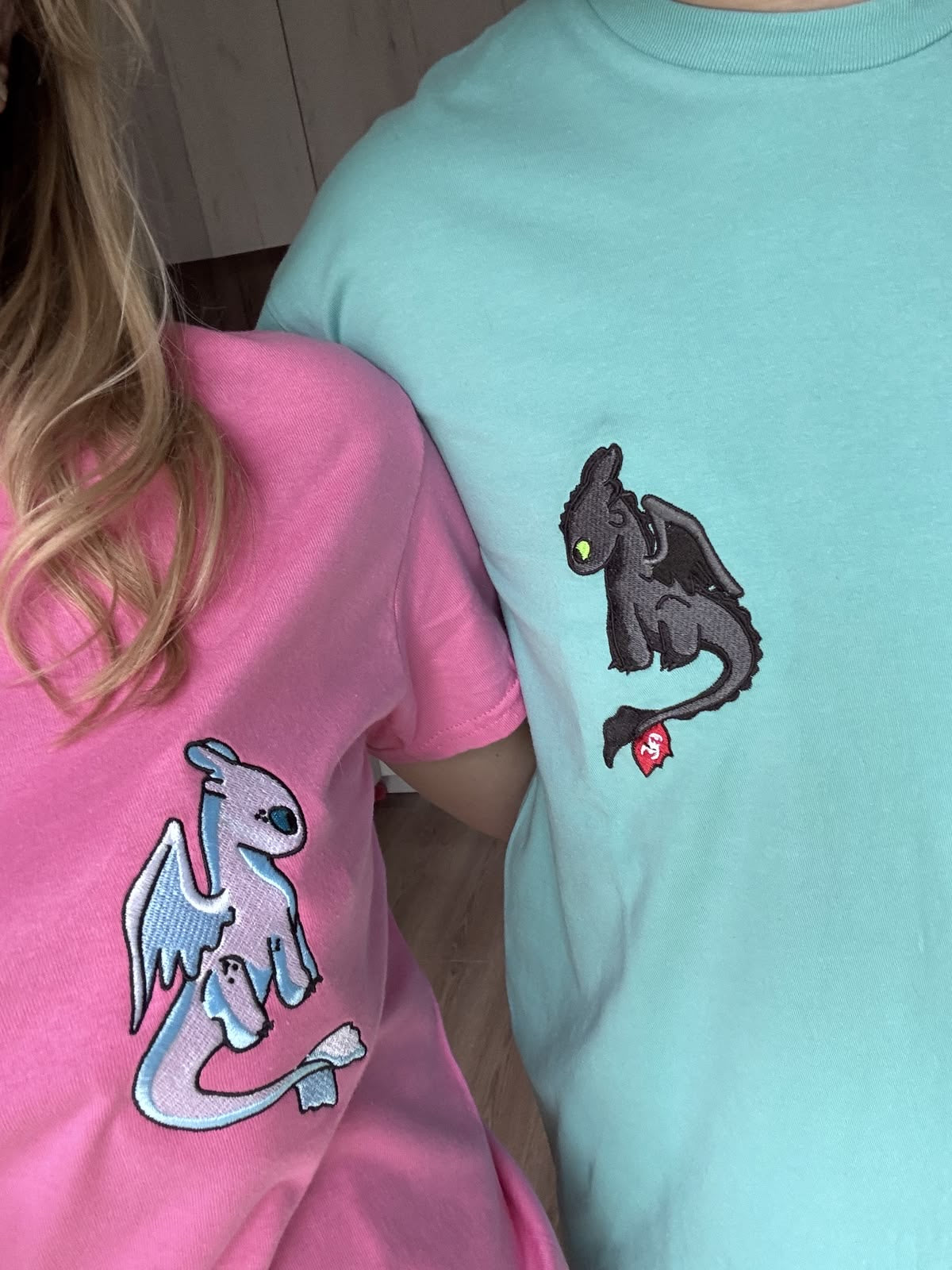 Dino Embroidered matching couple Tshirt (set of 2)
