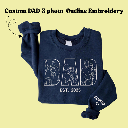 Personalized Dad Photo Outlined Single Hoodie