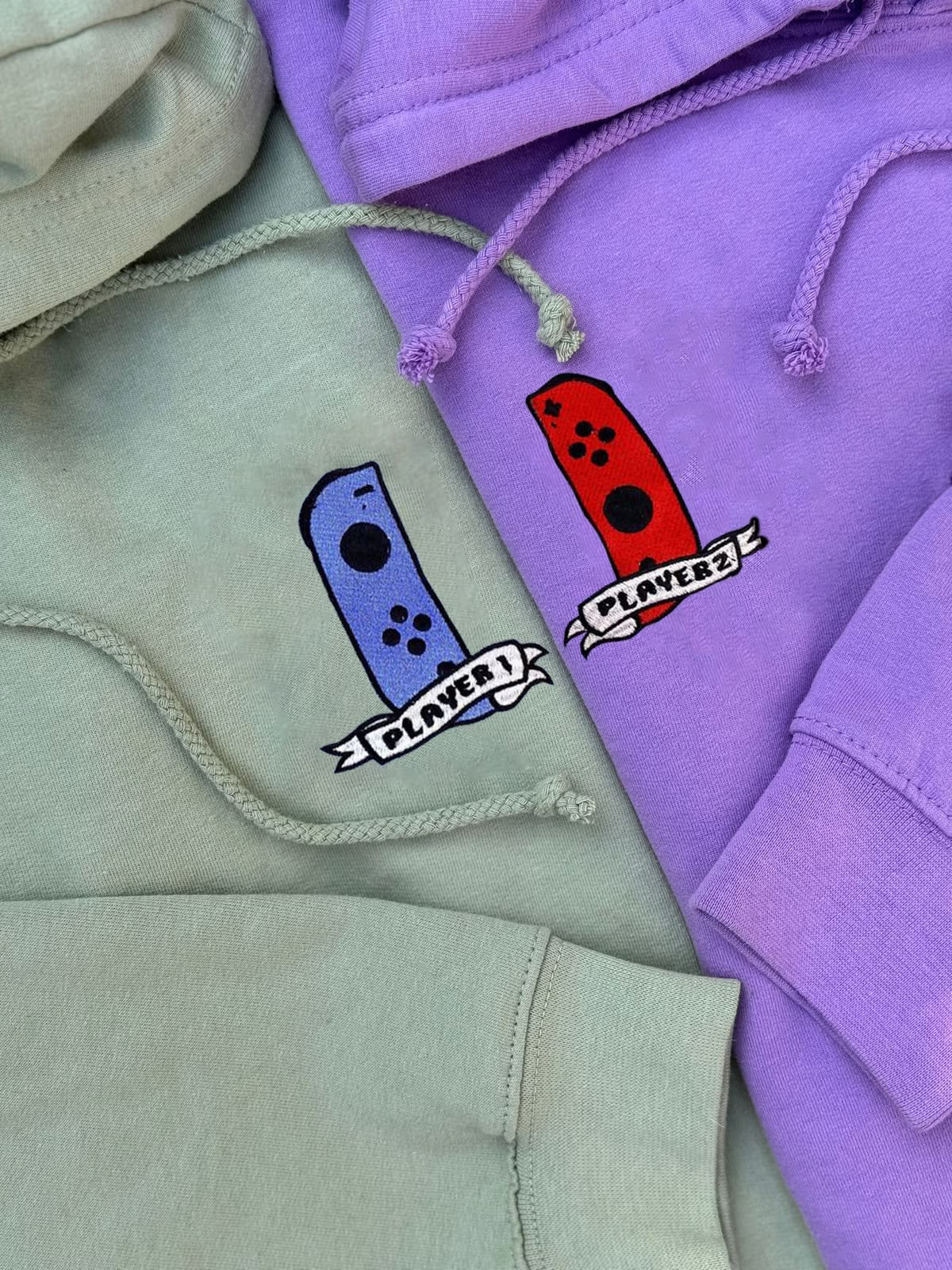 Gaming remote Couple Embroidered matching hoodies (Set of 2)