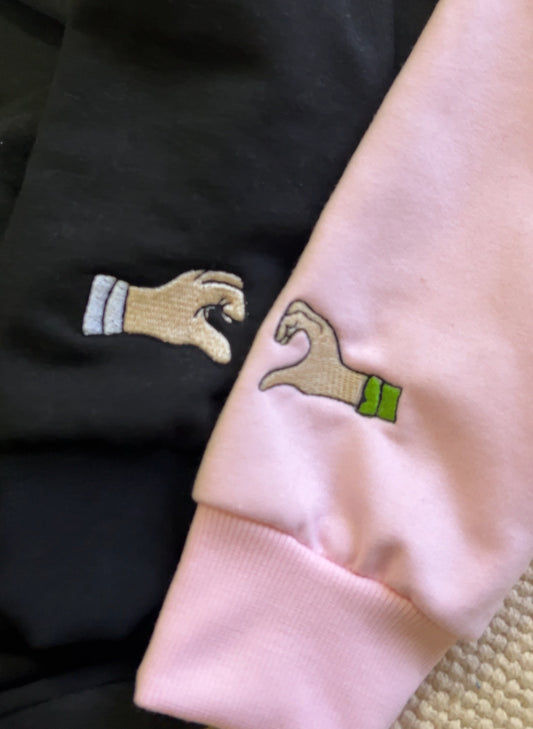 Ellie And Carl Embroidery Hoodie - (Set of 2)