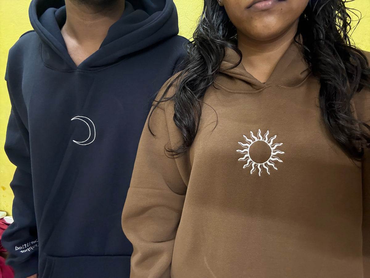 Sun and Moon Embroidered Hoodie -( Set of 2)