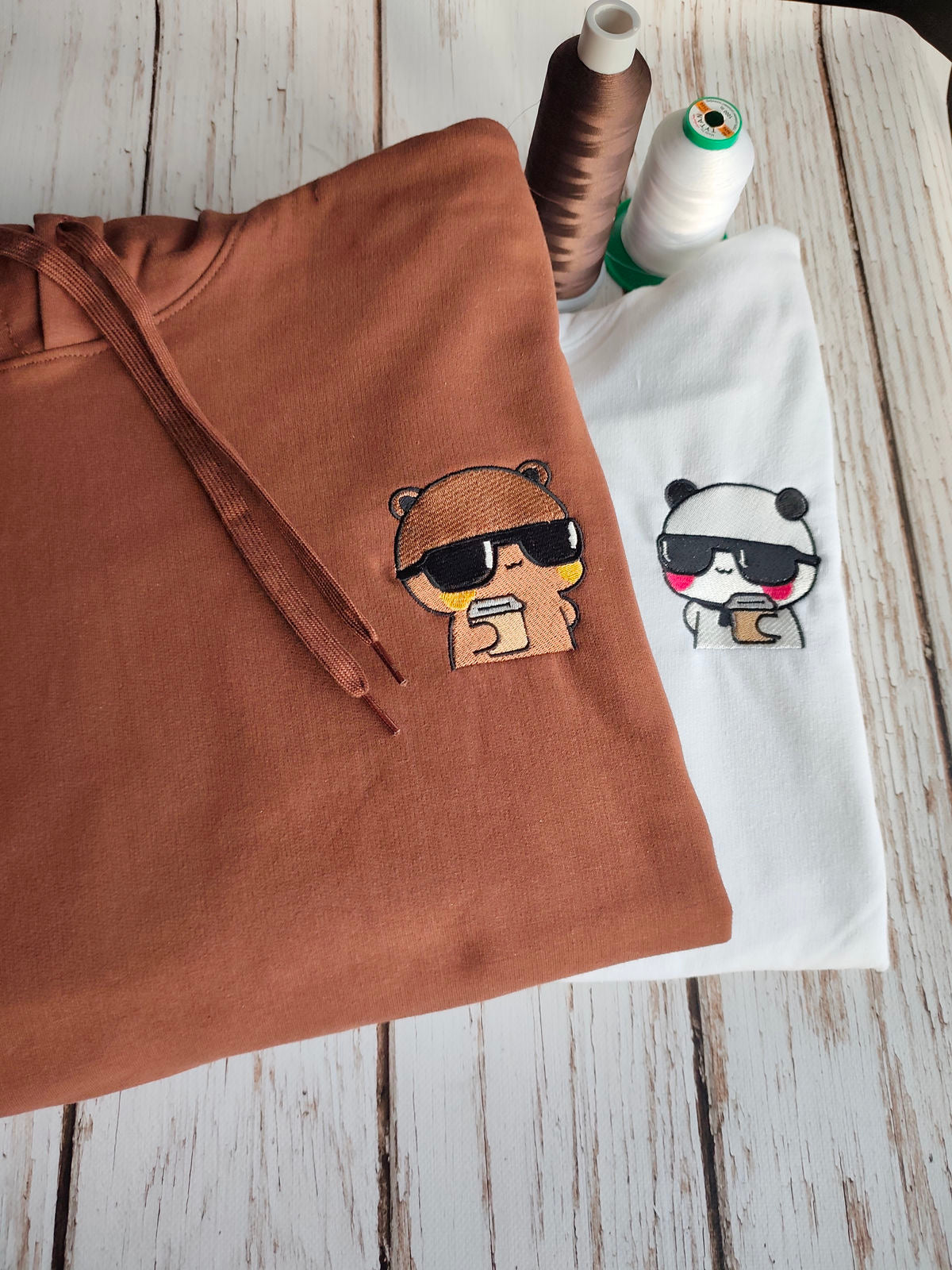 Dudu Bubu Coffee Embroidery Hoodie, Sweatshirt Combo