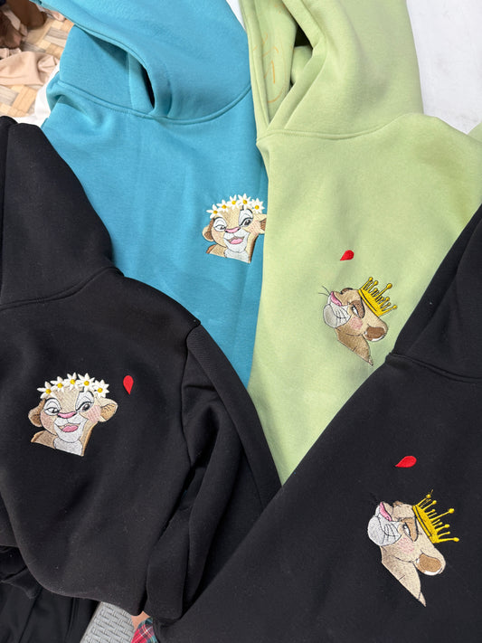 Nala Simba Cartoon embroidered Hoodie - (Set of 2)