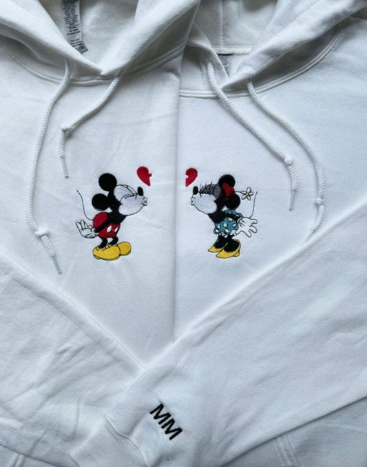 Mickey Minnie Matching Kiss Embroidery Hoodie - (Set of 2)