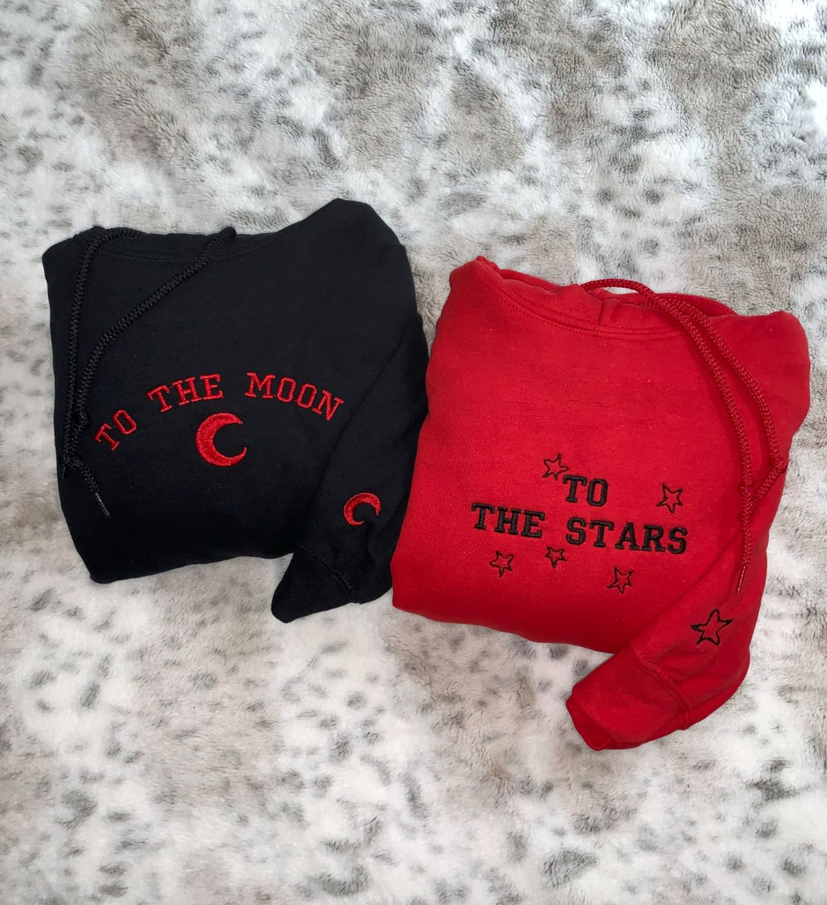 To The Moon & To The Stars Matching Embroidered Hoodies - (Set of 2)
