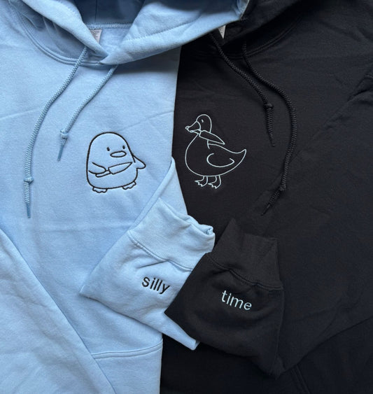 Duck & Chick With Knife Matching Hoodie Embroidered -(Set of 2)