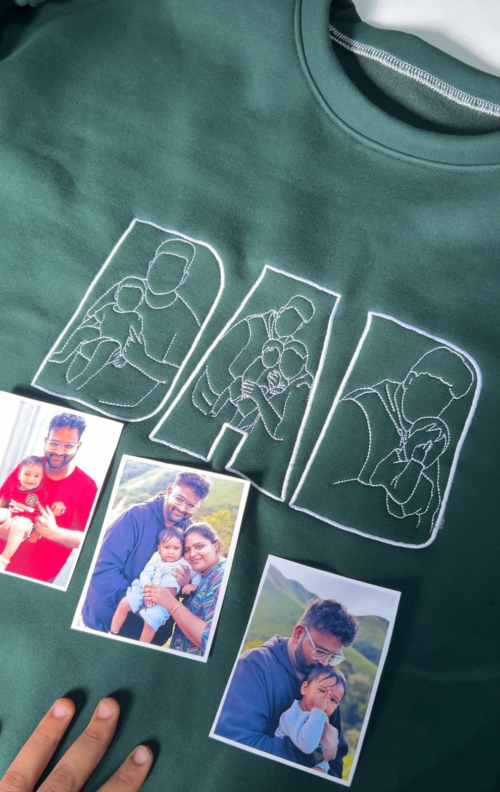 Personalized Dad Photo Outlined Single Hoodie