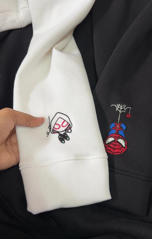 Spider-Gwen Embroidered Hoodie With Sleeve Cartoon Embroidery - (Set of 2)
