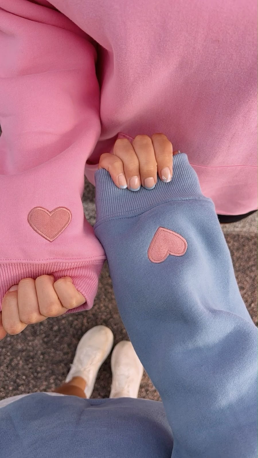 Minimal Heart Matching Sleeve Hoodie - (Set of 2)