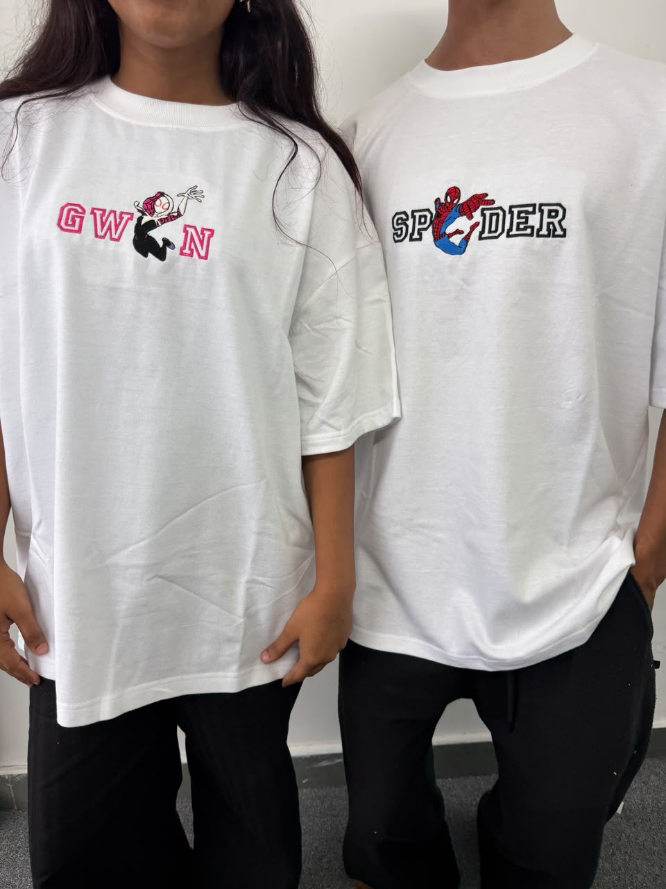 Spider-Gwen Matching Embroidered Couple T-Shirts - ( Set of 2 )