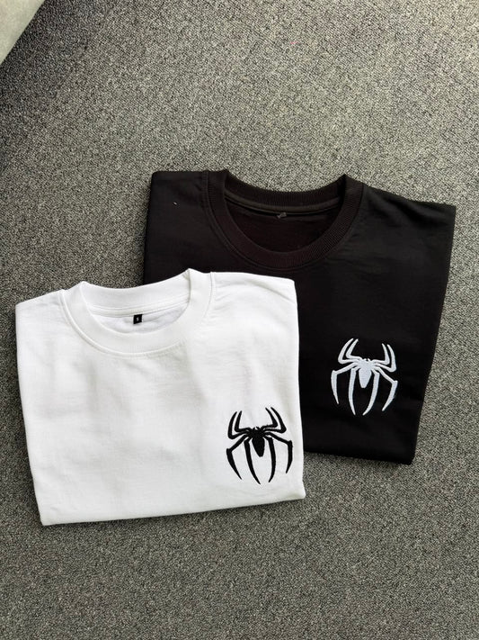 Premium Embroidered Spider Logo Matching T-shirts - ( Set of 2 )