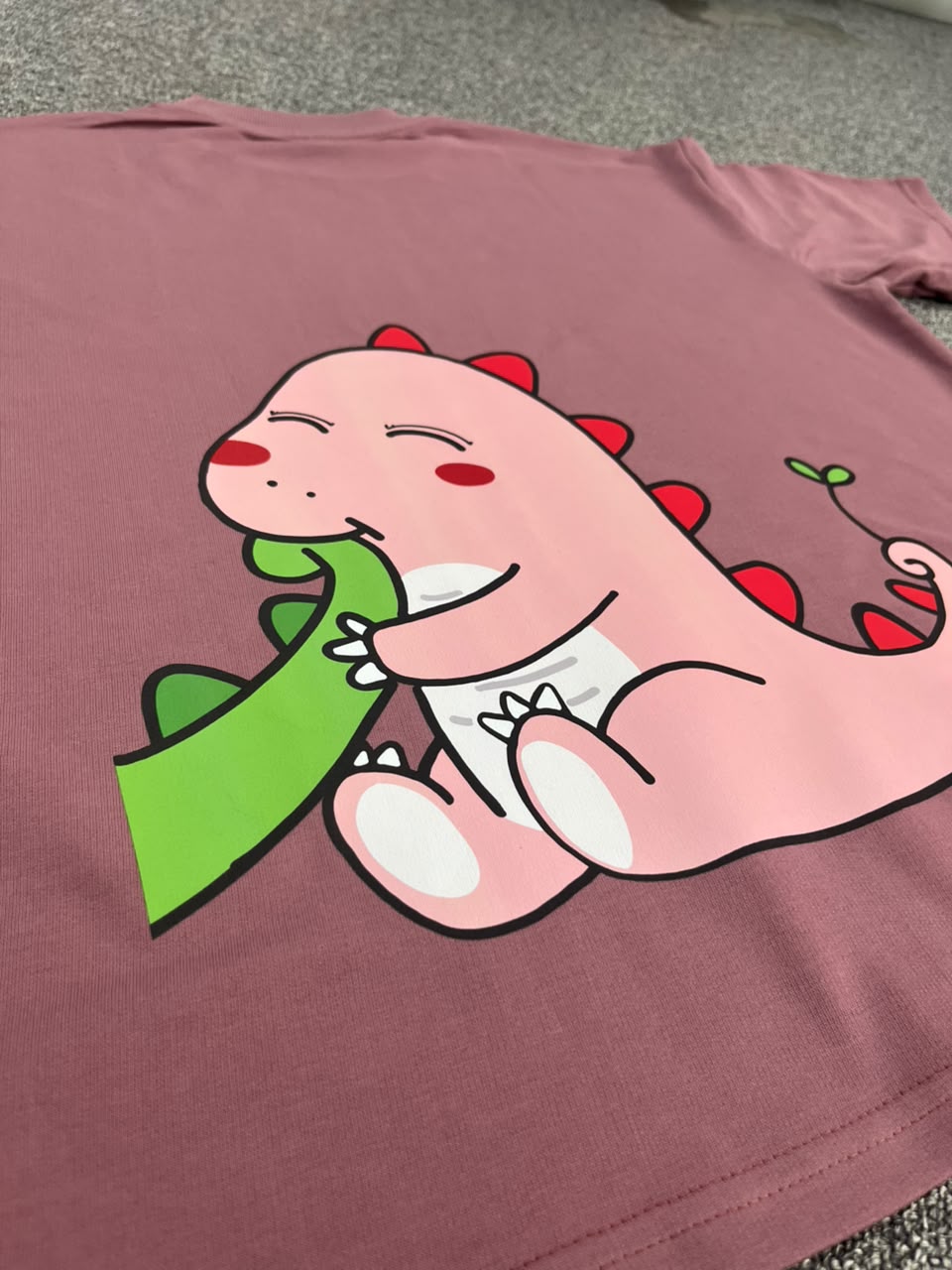 Kawaii Dino Matching Oversized Back Printed Couple T-shirts - ( Set of 2 )