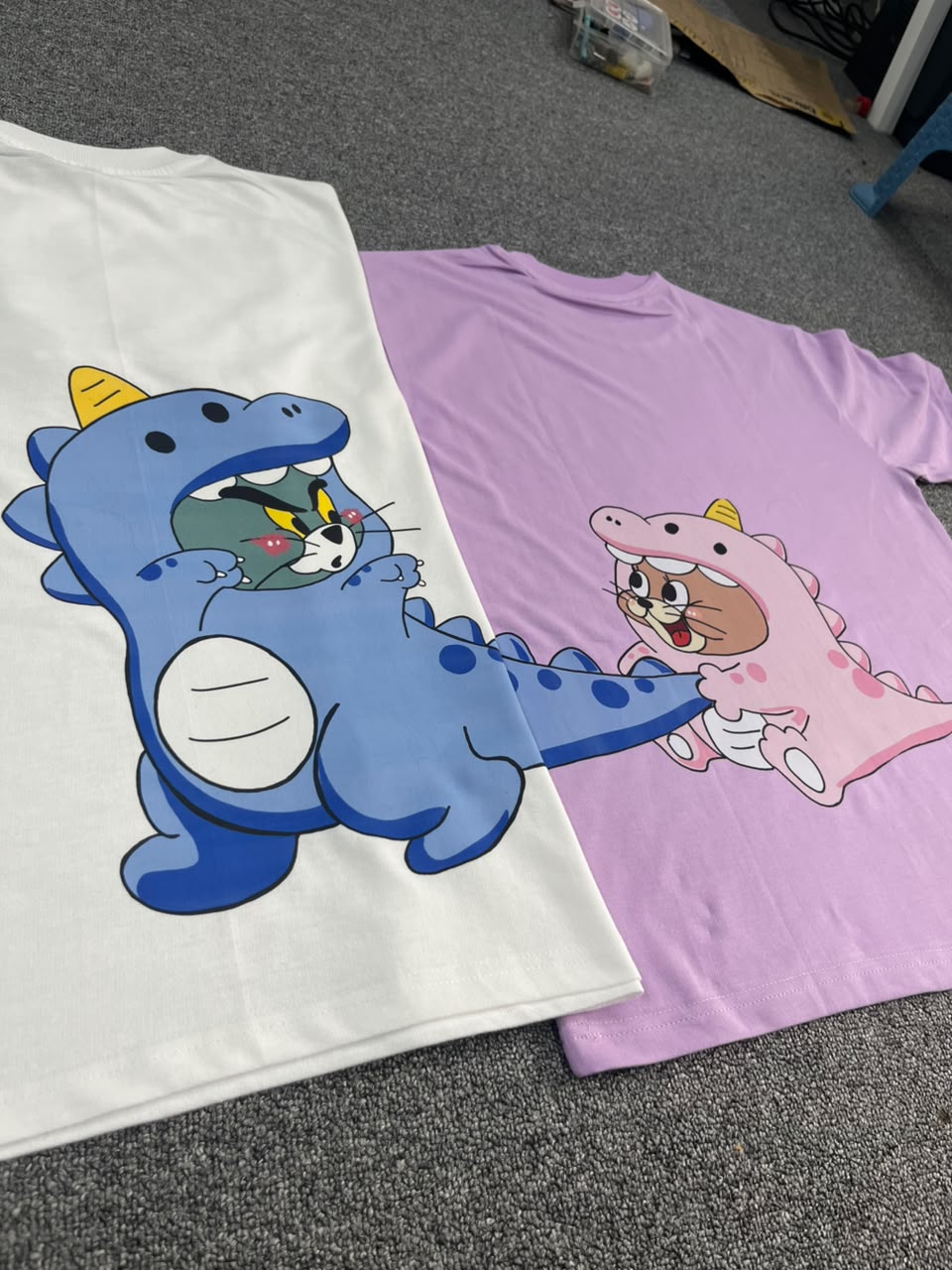 Tom & Jerry Dinosaur Matching Back Print T-Shirts - ( Set Of 2 )