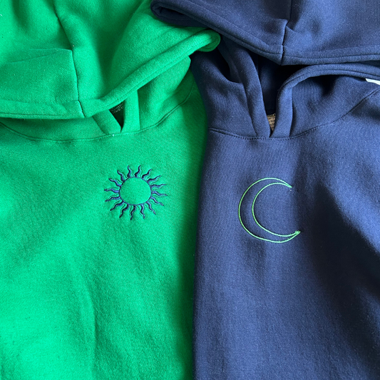 Sun and Moon Embroidered Hoodie -( Set of 2)