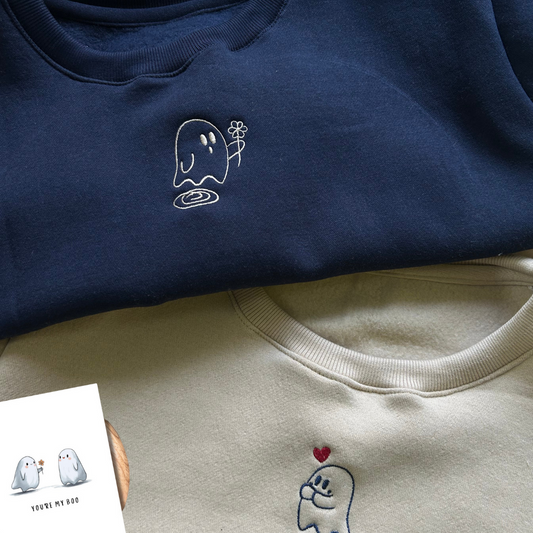 Ghost Couple Flower, Hoodie Combo - (Set of 2)