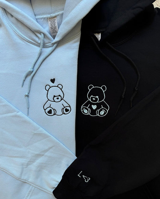 Couple bear love Panda Set Hoodie Embroidery - (Set of 2)