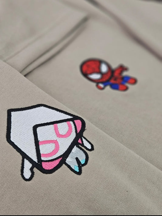 Baby Spider man and gwen Embroidered hoodie- ( set of 2)