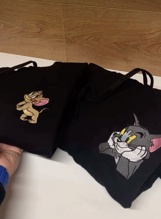 Tom& Jerry Embroidered couple hoodie (set of 2)