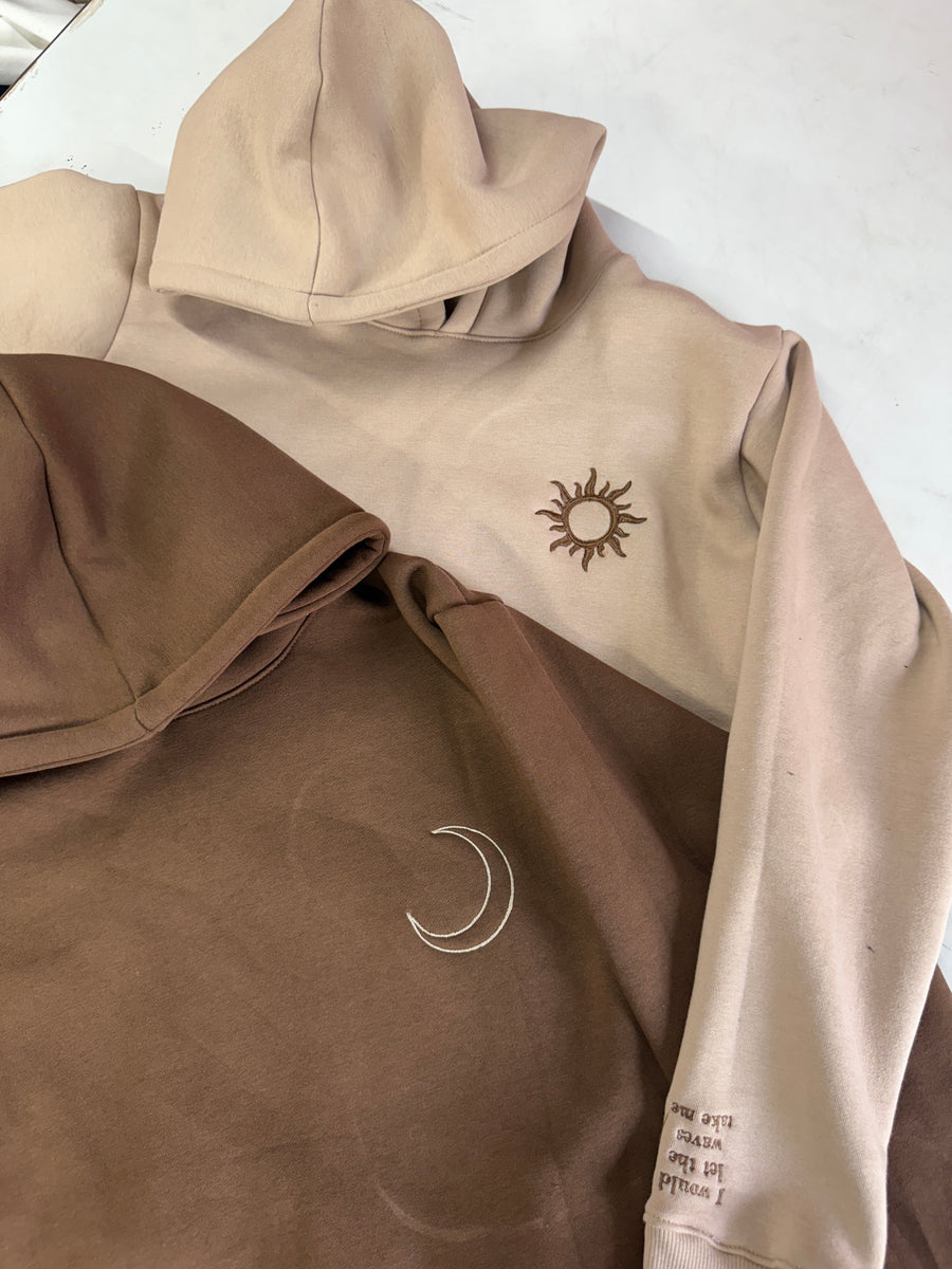 Sun & Moon Matching Embroidered Hoodies - ( Set of 2 )
