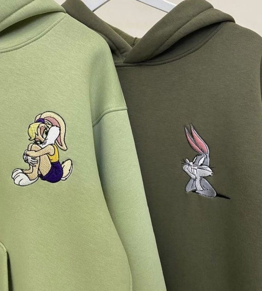 Lola and bugs bunny embroidered Hoodie - ( Set of 2 )