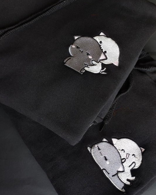 Dudu Bubu Couple Embroidery Hoodie| Aesthetic Couple Hoodies| Matching Dudu & Bubu Hoodies – Cozy Couple Wear