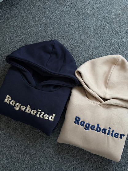 Ragebaited & Ragebaiter Embroidered Couple Hoodies Set of 2