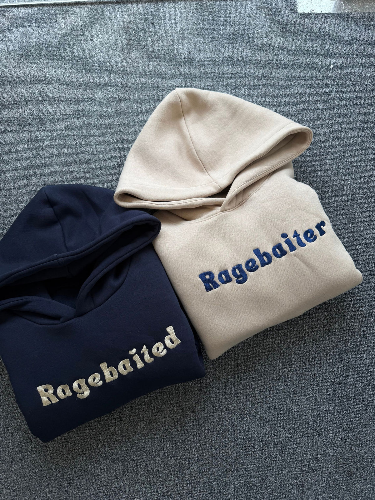 Ragebaited & Ragebaiter Embroidered Couple Hoodies Set of 2