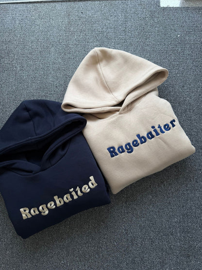 Ragebaited & Ragebaiter Embroidered Couple Hoodies Set of 2