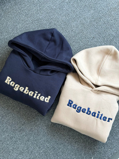 Ragebaited & Ragebaiter Embroidered Couple Hoodies Set of 2