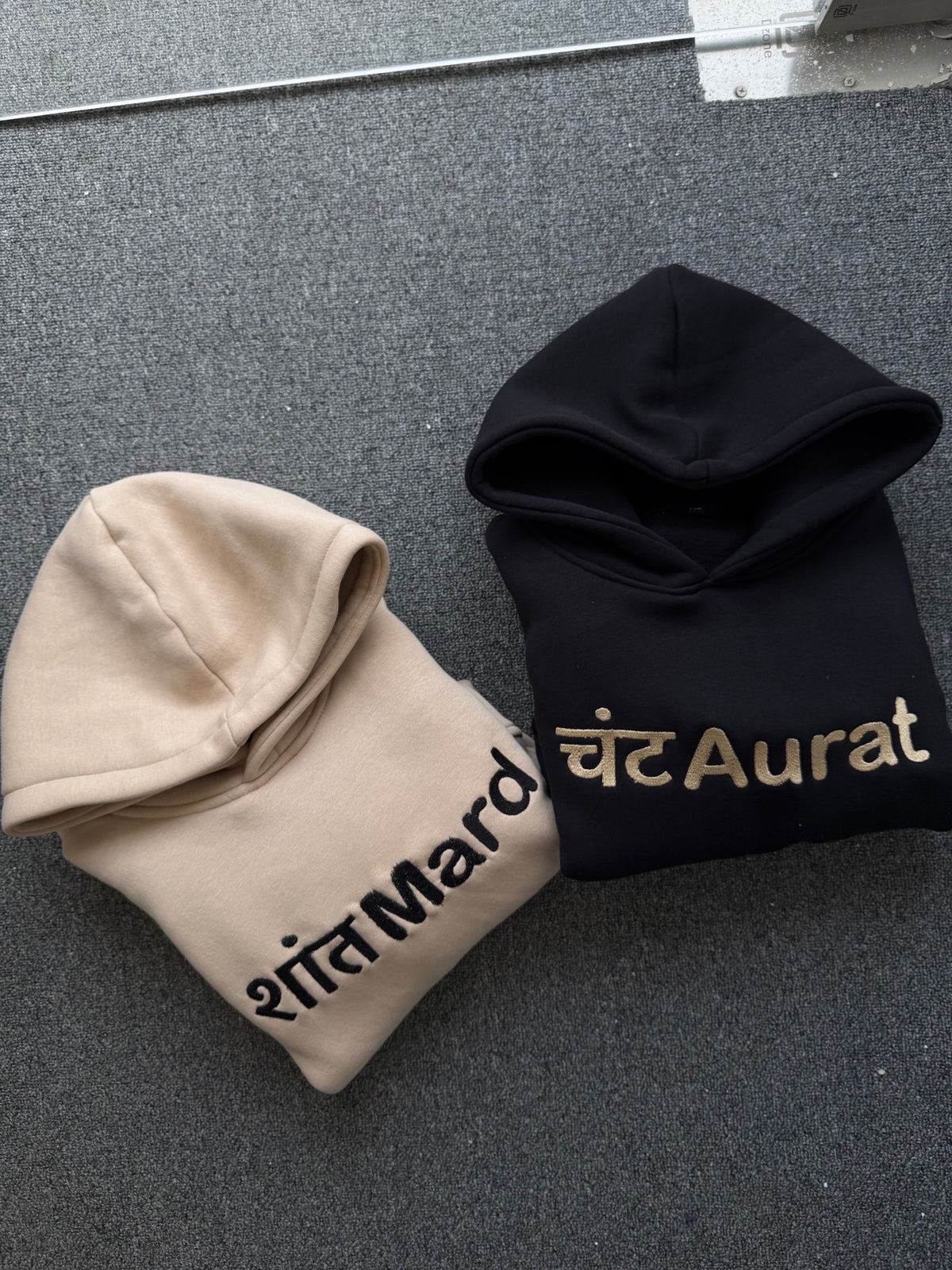 Shaant mard chant aurat Embroidery hoodie (Set of 2)