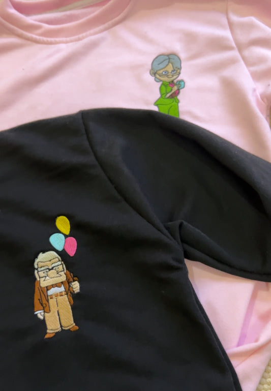 Ellie And Carl Embroidery Hoodie Set of Two | Matching Couple Hoodie | Embroidered Couple hoodie| Couple gifts | Personalized items