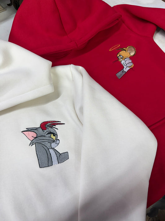 Tom And jerry Cartoon Embroidery Hoodie , Sweatshirt Combo