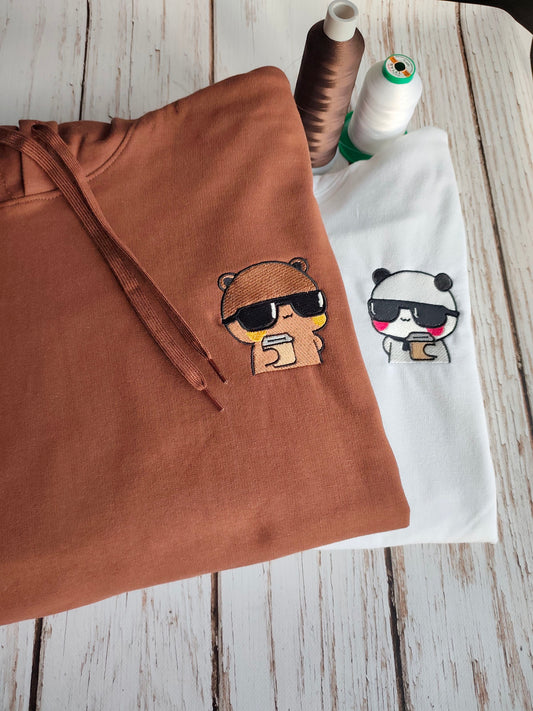 Dudu Bubu Coffee Embroidery Hoodie - (Set of 2)
