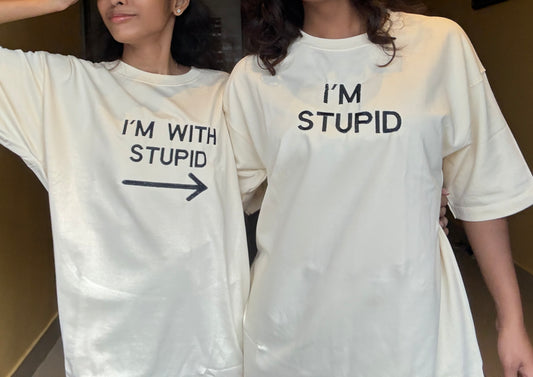 I'm with stupid , I'm stupid Matching T-shirt Best friend - (Set of 2)