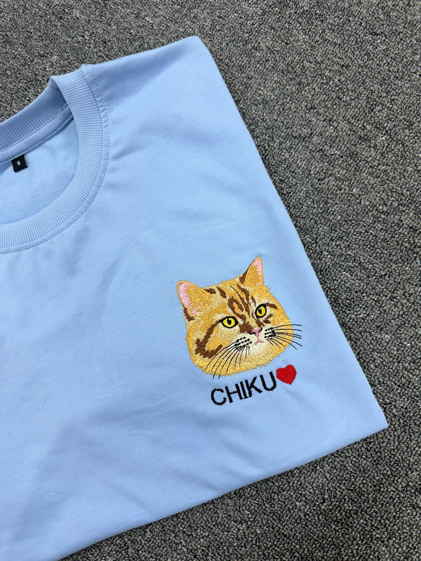 Custom Pet Embroidered T-Shirt | Personalized Cat & Dog Portrait Gift for Pet Lovers