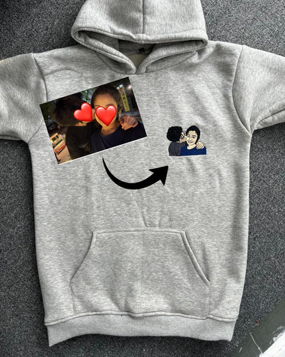 Custom Photo Embroidery Single Hoodie with Custom Sleeve - ( Set of 1 )