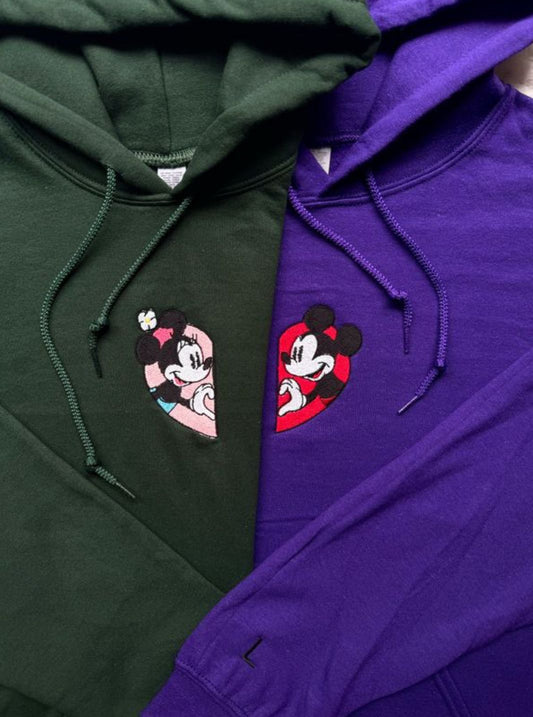 Mickey Mouse Love Matching Embroidered Hoodie - (Set of 2)