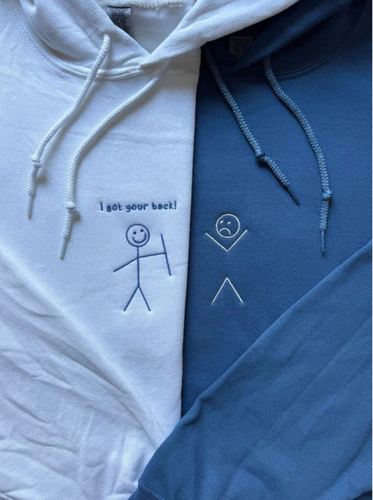 I Got Your Back Matching Couple Hoodie| Minimalist Stick Figure Couple Hoodies