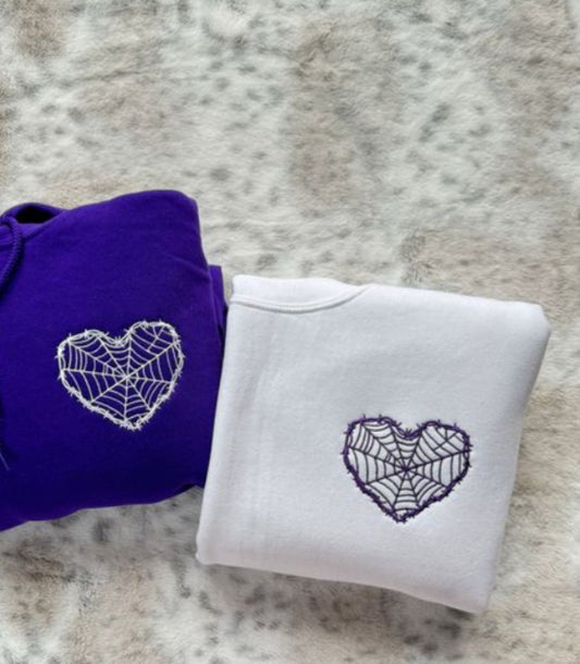 Wire Web heart Embroidered Matching Hoodie - (Set of 2)