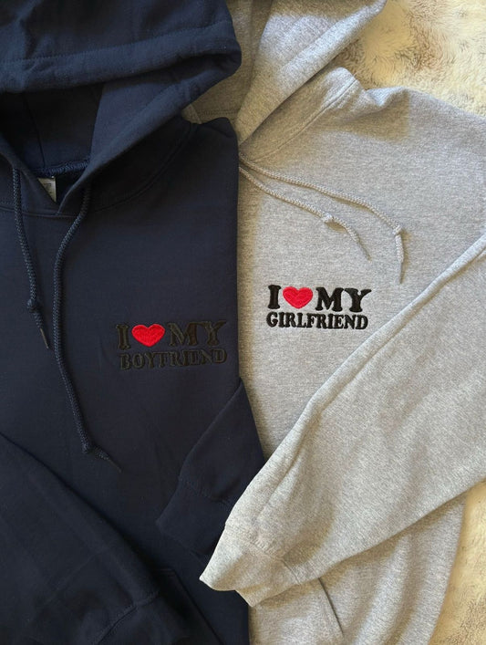 I love My Girlfriend/Boyfriend Hoodie - (Set of 2)