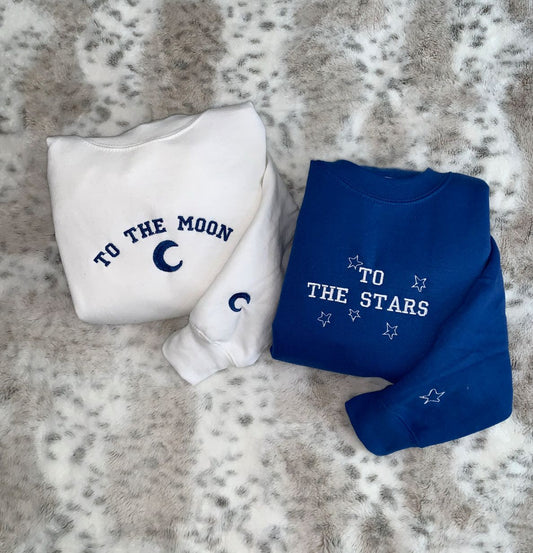 To The Moon & To The Stars Matching Embroidered Hoodies - (Set of 2)