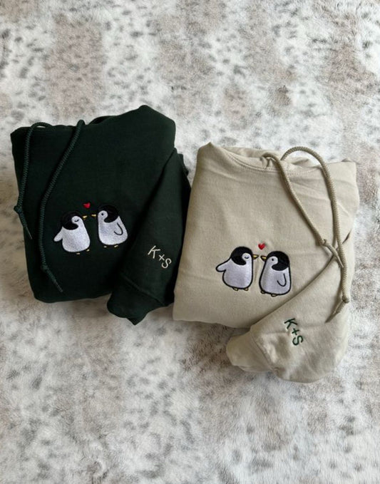 Penguin Matching Embroidery Hoodies - (Set of 2)