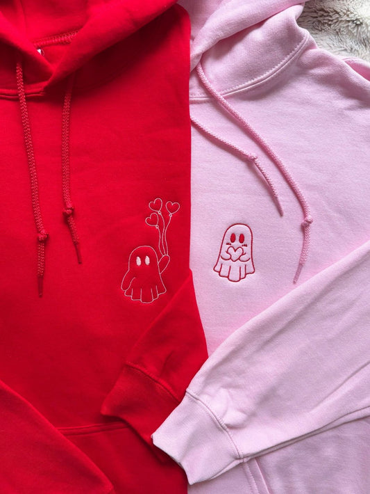 Ghost Love Matching Hoodie Set| Embroidered Ghost Hoodies Matching Couple Outfit | Perfect For Halloween