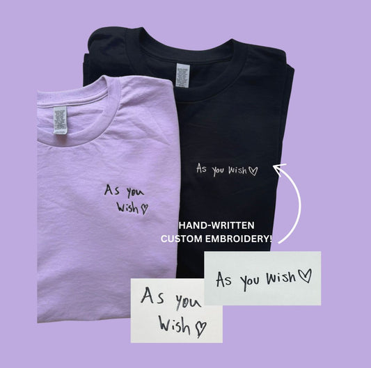 Custom Handwritten Embroidered T-Shirt| Personalized Gift For Anniversary For Couple