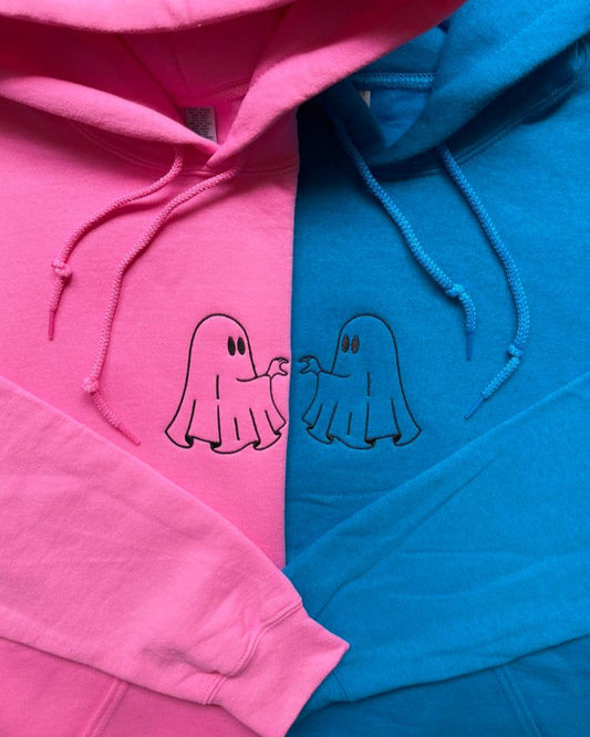 Ghost Heart Hands Embroidery Matching Hoodie - (Set of 2)