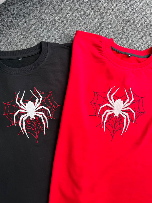 Spider-Man Embroidered Spider Web Couple T-Shirts| Perfect Anniversary & Birthday Gift