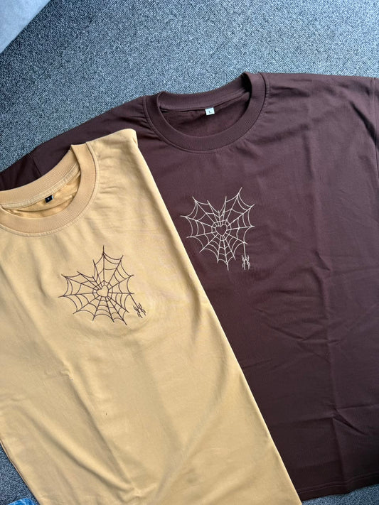Spider-Man Heart Web Matching Couple T-Shirts| Embroidered Matching T-Shirts for Couples