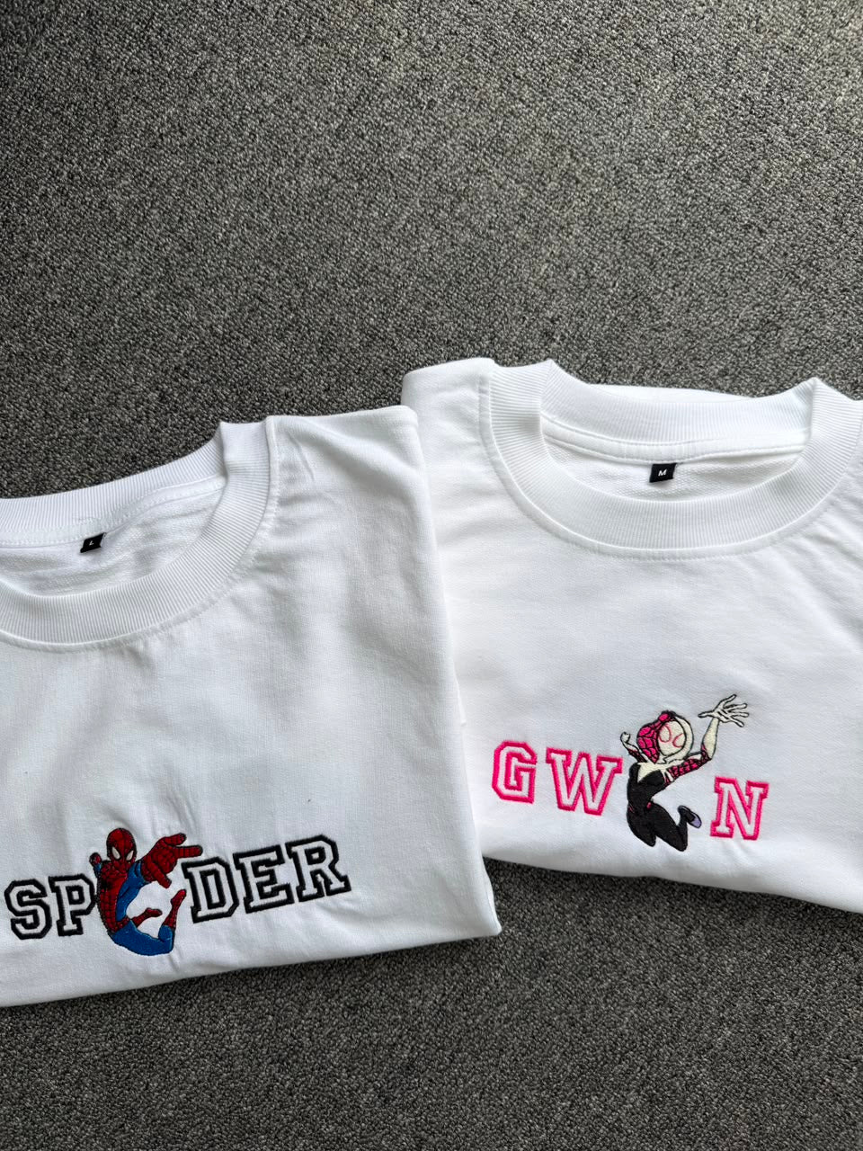 Spider-Gwen Matching Embroidered Couple T-Shirts| Cute Matching Couple T-shirts for Marvel Fans