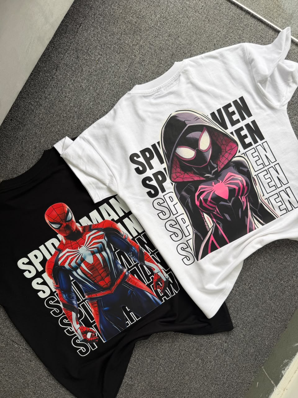 Spider-Man & Spider-Gwen Oversized Back Print T-shirts| Marvel Inspired Matching Couple T-Shirts