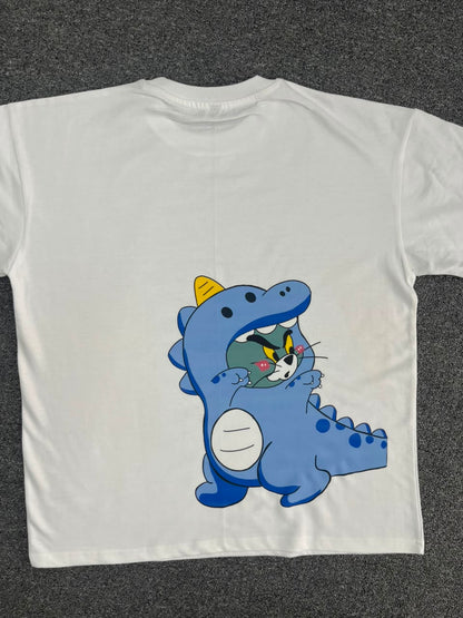 Tom & Jerry Dinosaur Matching Back Print T-Shirts - ( Set Of 2 )